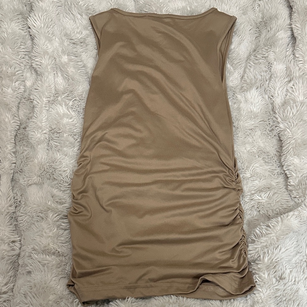SHEIN Ruched Side Tank Top - Tan - Picture 2 of 2